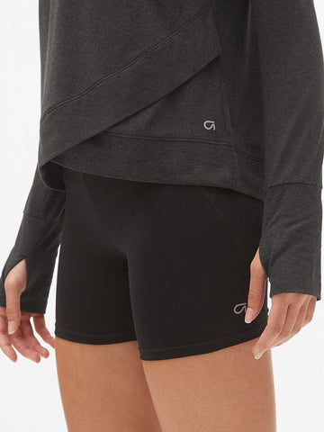 GapFit Long Sleeve Tulip-Front Top in Brushed Tech Jersey