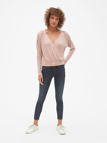 Softspun Long Sleeve Wrap-Front Top