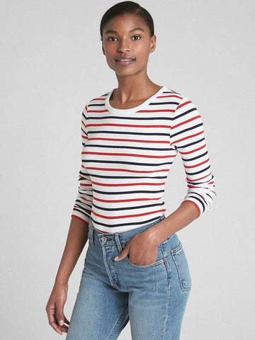 Modern Stripe Long Sleeve Crewneck T-Shirt