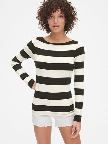 Modern Stripe Long Sleeve Boatneck T-Shirt