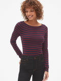 Modern Stripe Long Sleeve Boatneck T-Shirt