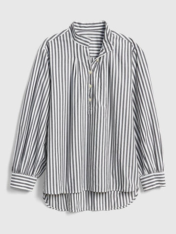 Stripe Shirred Popover Shirt