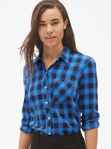 Drapey Plaid Flannel Pocket Shirt