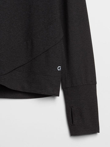 GapFit Long Sleeve Tulip-Front Top in Brushed Tech Jersey