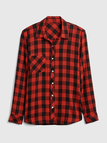 Drapey Plaid Flannel Pocket Shirt