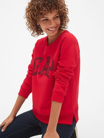 Glitter Logo Crewneck Pullover Sweatshirt