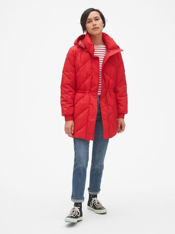 ColdControl Elongated Puffer Jacket with Cinched-Waist